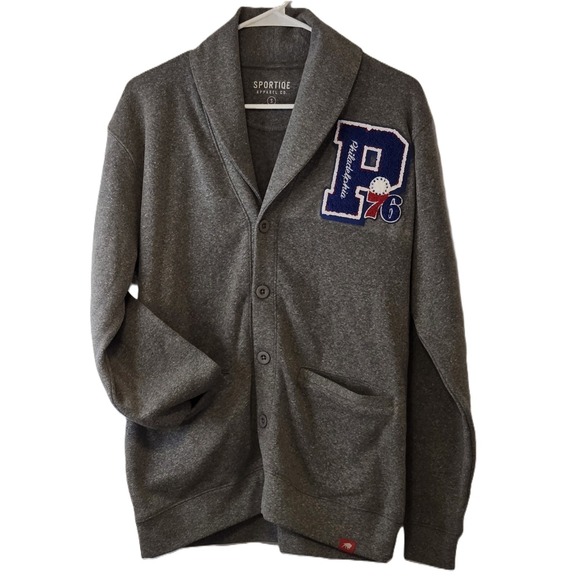 SPORTIQE Philadelphia 76ers NBA Cardigan Sweater Mens Small - Picture 1 of 5